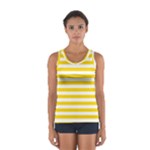 Horizontal Stripes - White and Gold Yellow Women s Sport Tank Top