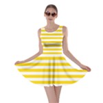 Horizontal Stripes - White and Gold Yellow Skater Dress