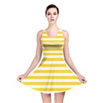 Horizontal Stripes - White and Gold Yellow Reversible Skater Dress