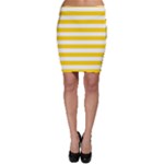Horizontal Stripes - White and Gold Yellow Bodycon Skirt
