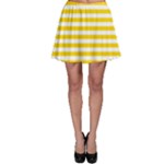 Horizontal Stripes - White and Gold Yellow Skater Skirt