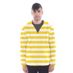 Horizontal Stripes - White and Gold Yellow Hooded Wind Breaker (Men)