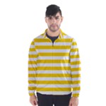 Horizontal Stripes - White and Gold Yellow Wind Breaker (Men)