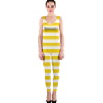 Horizontal Stripes - White and Gold Yellow OnePiece Catsuit
