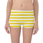 Horizontal Stripes - White and Gold Yellow Boyleg Bikini Bottoms