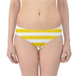 Horizontal Stripes - White and Gold Yellow Hipster Bikini Bottoms