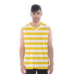 Horizontal Stripes - White and Gold Yellow Men s Basketball Tank Top