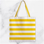 Horizontal Stripes - White and Gold Yellow Zipper Grocery Tote Bag