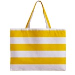 Horizontal Stripes - White and Gold Yellow Zipper Mini Tote Bag