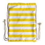 Horizontal Stripes - White and Gold Yellow Drawstring Bag (Large)