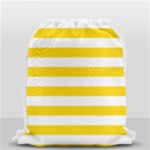 Horizontal Stripes - White and Gold Yellow Drawstring Bag (Small)