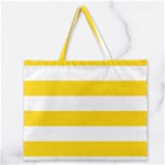 Horizontal Stripes - White and Gold Yellow Zipper Large Tote Bag