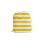 Horizontal Stripes - White and Gold Yellow Drawstring Pouch (S)