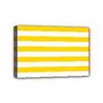 Horizontal Stripes - White and Gold Yellow Mini Canvas 6  x 4  (Stretched)
