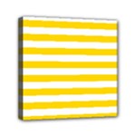 Horizontal Stripes - White and Gold Yellow Mini Canvas 6  x 6  (Stretched)