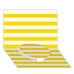 Horizontal Stripes - White and Gold Yellow Circle Bottom 3D Greeting Card (7x5)
