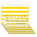 Horizontal Stripes - White and Gold Yellow YOU ARE INVITED 3D Greeting Card (7x5)