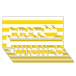 Horizontal Stripes - White and Gold Yellow Best Wish 3D Greeting Card (8x4)