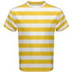 Horizontal Stripes - White and Banana Yellow Men s Cotton Tee