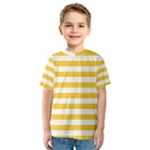 Horizontal Stripes - White and Banana Yellow Kid s Sport Mesh Tee