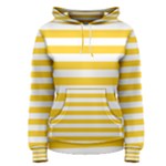 Horizontal Stripes - White and Banana Yellow Women s Pullover Hoodie