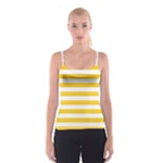 Horizontal Stripes - White and Banana Yellow Spaghetti Strap Top