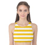 Horizontal Stripes - White and Banana Yellow Tank Bikini Top