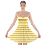 Horizontal Stripes - White and Banana Yellow Strapless Bra Top Dress