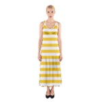 Horizontal Stripes - White and Banana Yellow Full Print Maxi Dress