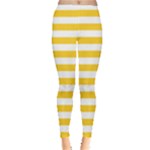 Horizontal Stripes - White and Banana Yellow Women s Leggings