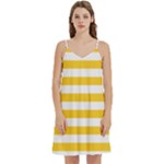 Horizontal Stripes - White and Banana Yellow Women s Reversible Sports Bra with Border