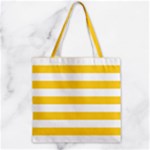 Horizontal Stripes - White and Banana Yellow Zipper Grocery Tote Bag