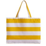 Horizontal Stripes - White and Banana Yellow Zipper Mini Tote Bag