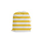 Horizontal Stripes - White and Banana Yellow Drawstring Pouch (S)