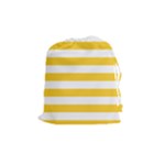 Horizontal Stripes - White and Banana Yellow Drawstring Pouch (M)