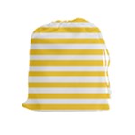Horizontal Stripes - White and Banana Yellow Drawstring Pouch (XL)
