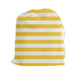 Horizontal Stripes - White and Banana Yellow Drawstring Pouch (XXl)