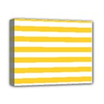 Horizontal Stripes - White and Banana Yellow Deluxe Canvas 14  x 11  (Stretched)