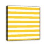 Horizontal Stripes - White and Banana Yellow Mini Canvas 6  x 6  (Stretched)