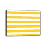 Horizontal Stripes - White and Banana Yellow Mini Canvas 7  x 5  (Stretched)