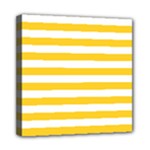 Horizontal Stripes - White and Banana Yellow Mini Canvas 8  x 8  (Stretched)