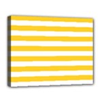 Horizontal Stripes - White and Banana Yellow Canvas 14  x 11  (Stretched)