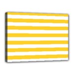 Horizontal Stripes - White and Banana Yellow Canvas 16  x 12  (Stretched)