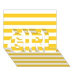 Horizontal Stripes - White and Banana Yellow GIRL 3D Greeting Card (7x5)