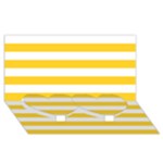 Horizontal Stripes - White and Banana Yellow Twin Heart Bottom 3D Greeting Card (8x4)