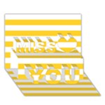 Horizontal Stripes - White and Banana Yellow Miss You 3D Greeting Card (7x5)