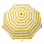Horizontal Stripes - White and Banana Yellow Folding Umbrella