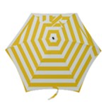 Horizontal Stripes - White and Banana Yellow Mini Umbrella