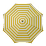Horizontal Stripes - White and Banana Yellow Golf Umbrella