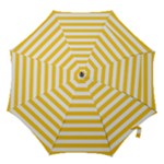 Horizontal Stripes - White and Banana Yellow Hook Handle Umbrella (Medium)
